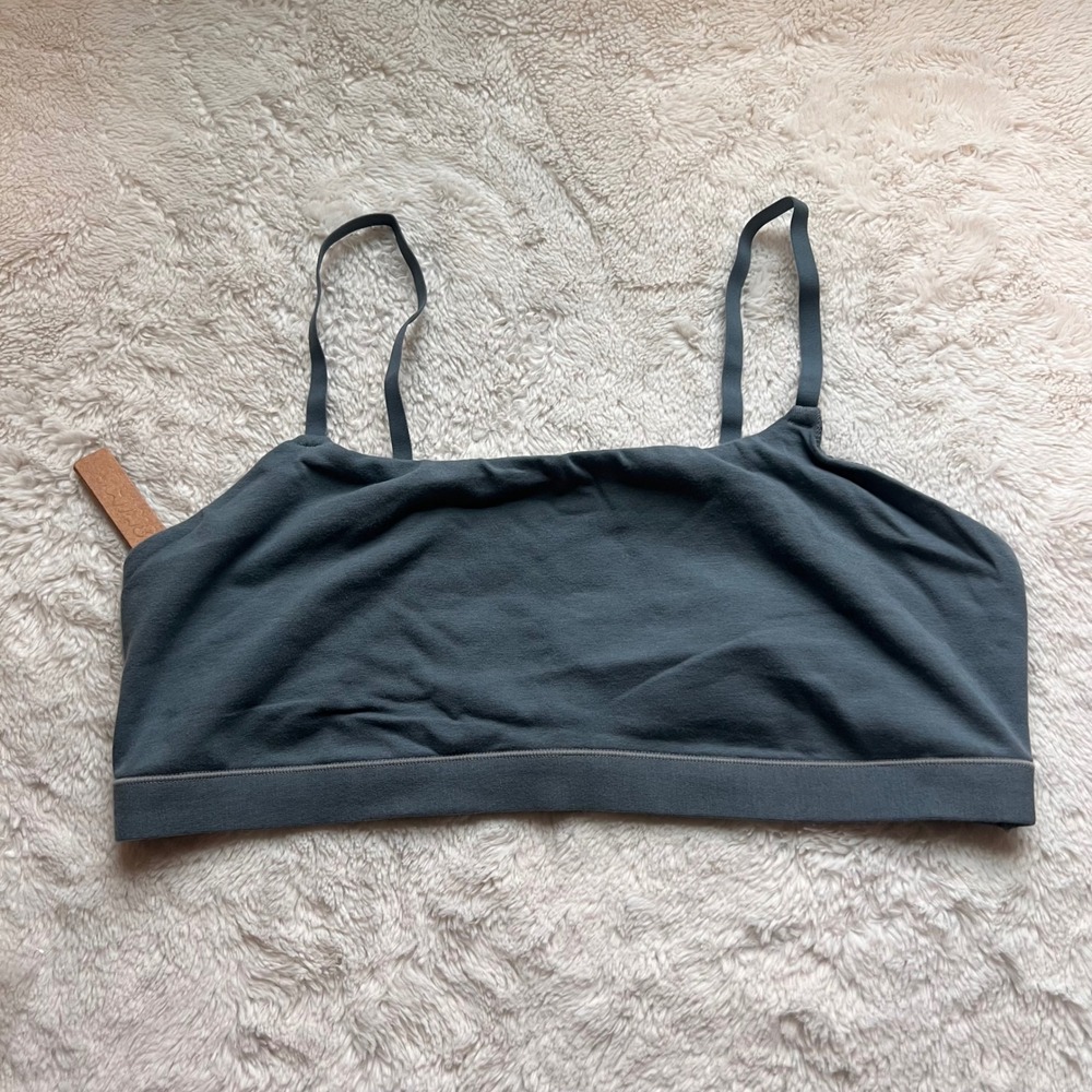 SKIMS Cotton Rib Bralette Kyanite Blue Gray BR-SCN-0741 Women's Size 3X NEW